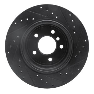 BMW 528I xDrive Brake Rotor (1) - Rear Left - R1 Concepts - Drilled & Slotted - Black - `06-`10